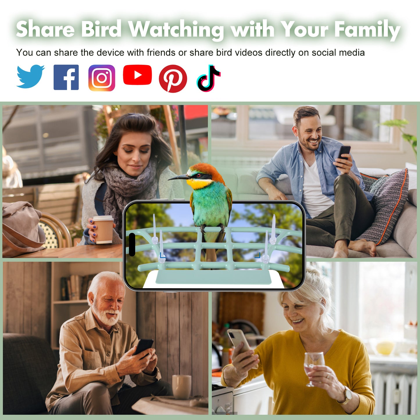 Blue Bird Feeder With Camera Full HD 135° wide view Cable&Solar Panel Charing Tris Home App