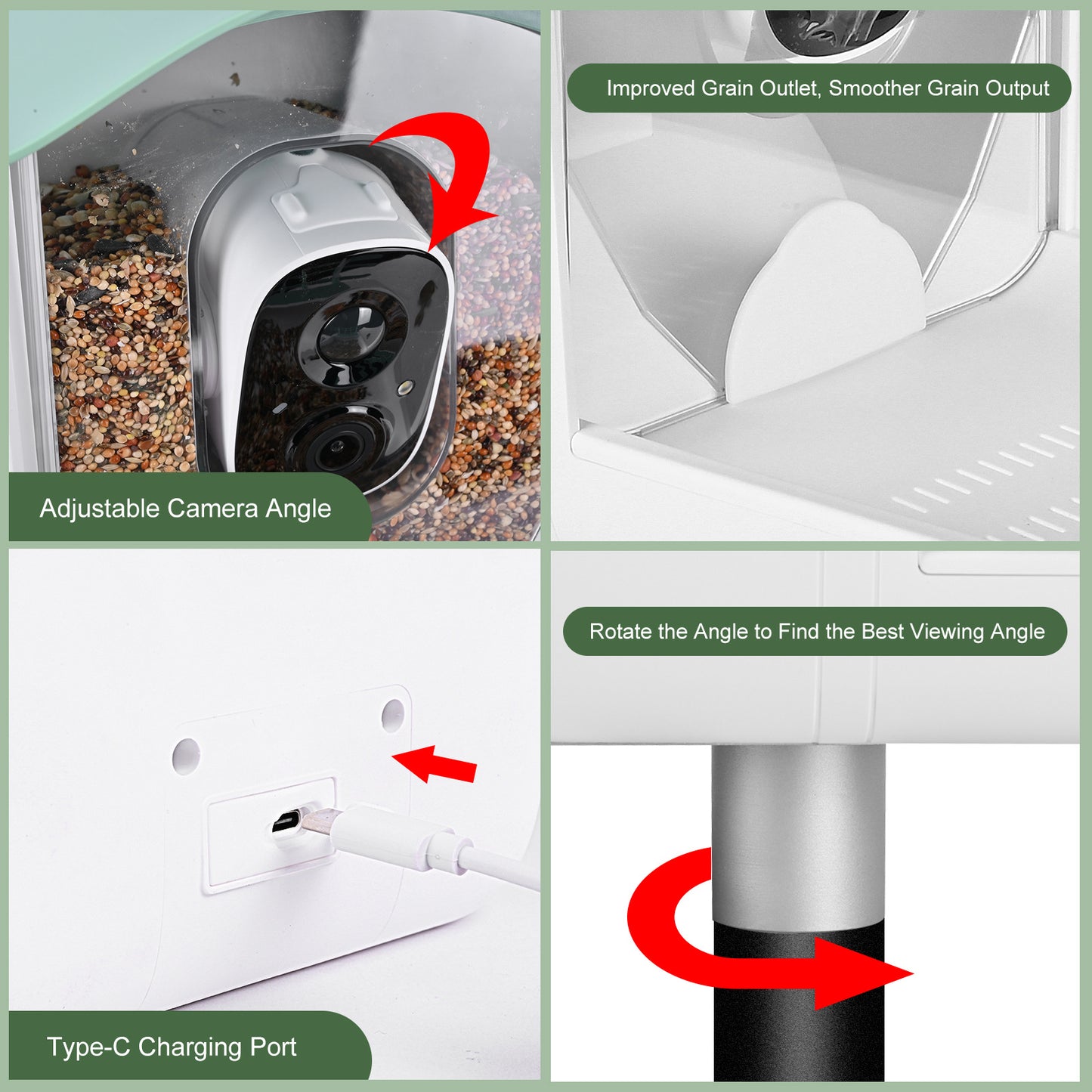 Blue Bird Feeder With Camera Full HD 135° wide view Cable&Solar Panel Charing Tris Home App