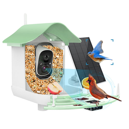 Green Bird Feeder With Camera Full HD 135° wide view Cable&Solar Panel Charing Tris Home App